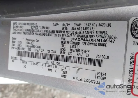 2019 Ford Fiesta S from USA, damaged, VIN 3FADP4AJXKM146147
